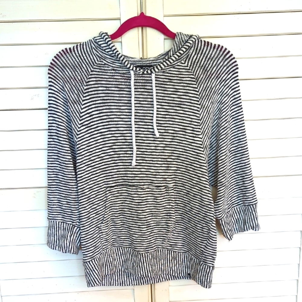 Women's Black and White striped Volcom Beach Sweater